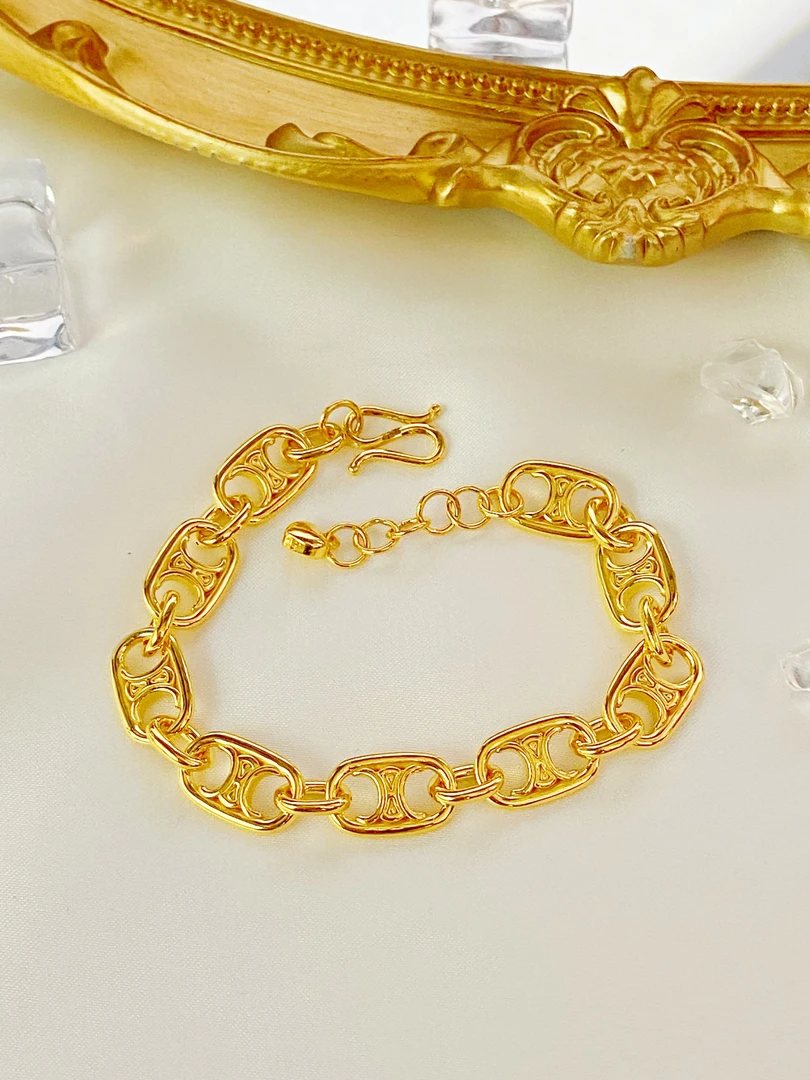 足金999 凯旋门手链 黄金5D无氰工艺