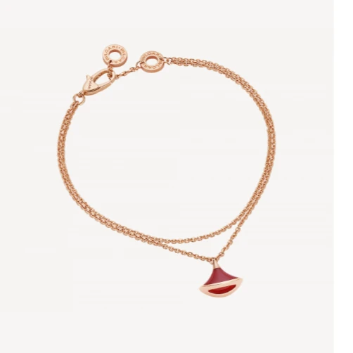 99新 BVLGARI/宝格丽 DIVAS’ DREAM 18K玫瑰金 红玉髓 小扇子手链