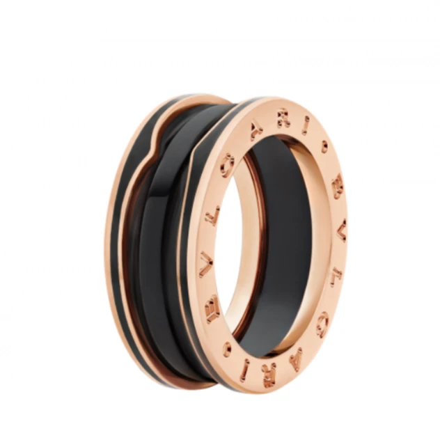 99新 BVLGARI/宝格丽 B.ZERO1系列磨砂黑陶瓷 三环 戒指（全尺寸）