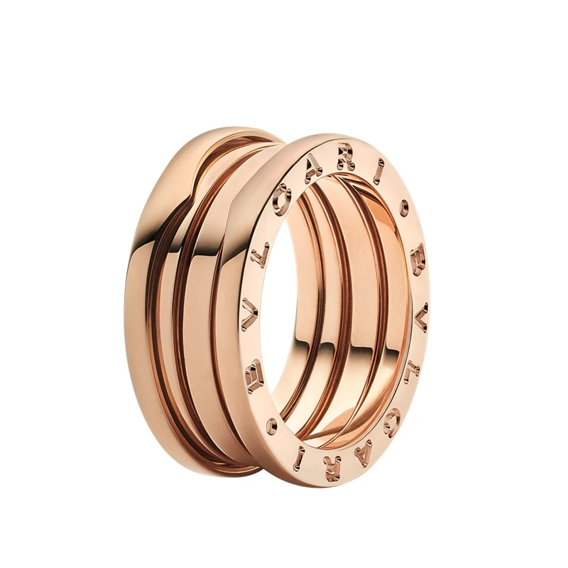 99新 BVLGARI/宝格丽 B.ZERO1系列 18K玫瑰金 三环弹簧 戒指 经典
