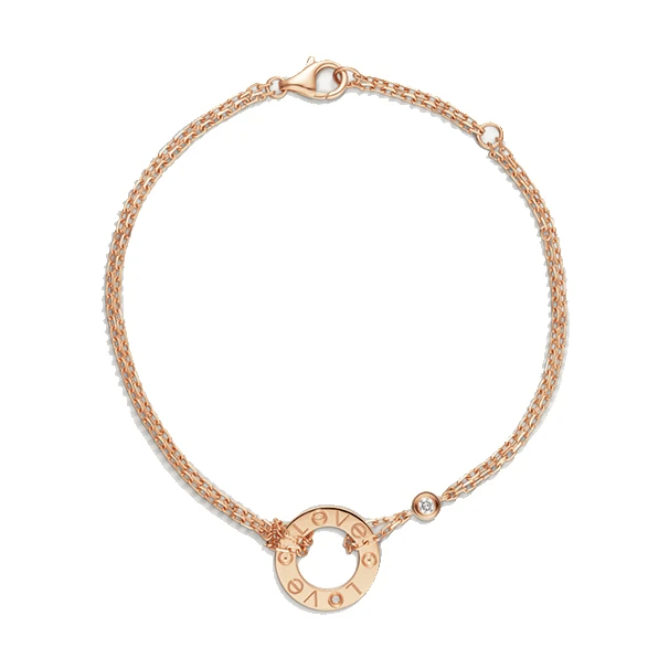 99新 Cartier/卡地亚 经典LOVE系列 双链 两颗钻 小圆饼 时尚手链