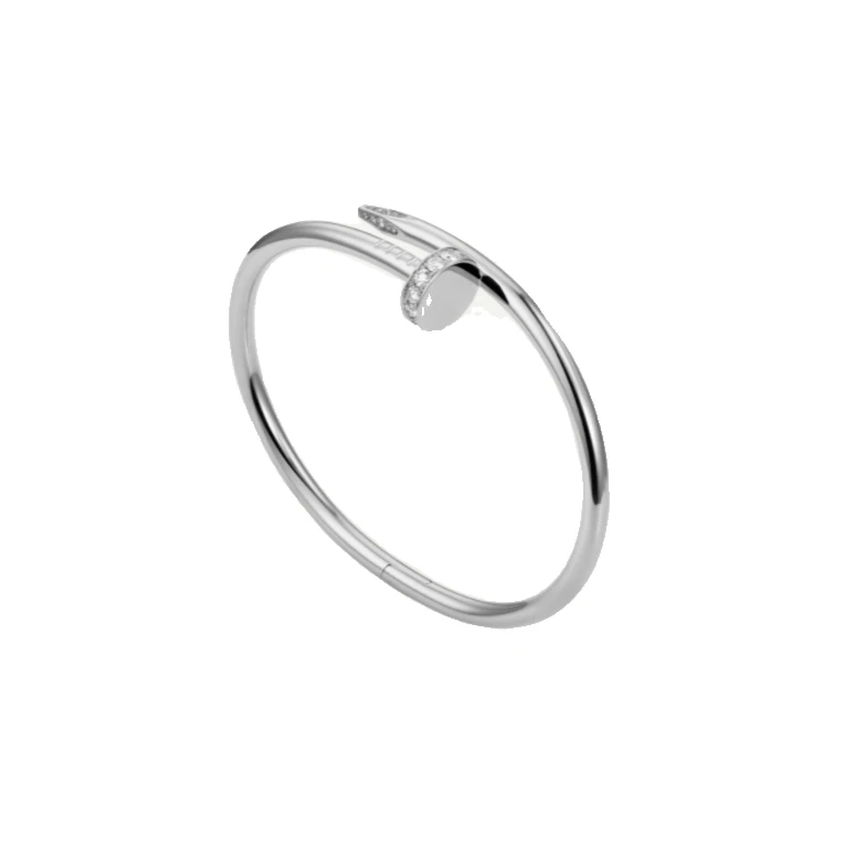 99新 Cartier/卡地亚 Juste unClou 18K白金 宽版首尾钻钉子手镯
