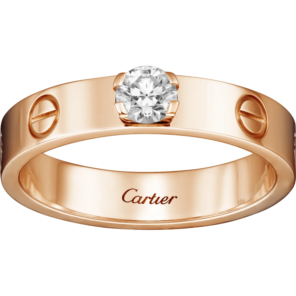 99新 Cartier/卡地亚 LOVE系列 18K玫瑰金 镶突钻 戒指 求婚 戒指