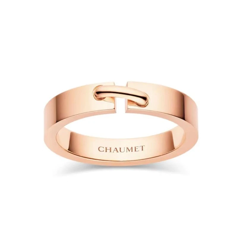 99新 Chaumet/尚美 一生缘系列 18k玫瑰金 宽版 无钻 4毫米 戒指