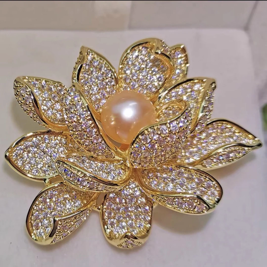 铜合金合成锆石胸针 莲花胸针女手工画油蝴蝶胸针外套配饰个性