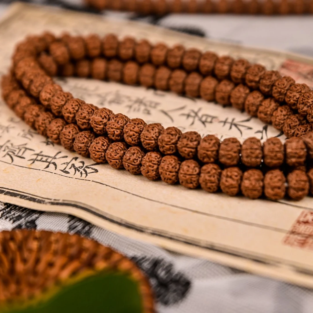 【平头细纹】原生态平细小金刚菩提子手串单圈108颗双龙纹文玩男