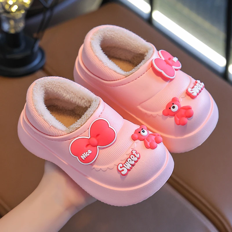 EVA儿童棉鞋防水秋冬季宝宝卡通室内拖鞋防滑软底公主风棉拖