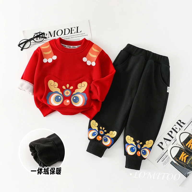 lomitoo/洛米兔2023冬季年兽龙加绒卫裤8079