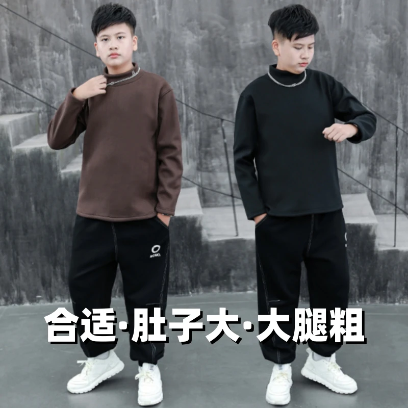 胖男童装秋冬上新加肥加大男童卫衣套装长袖休闲长袖打底宽松休闲