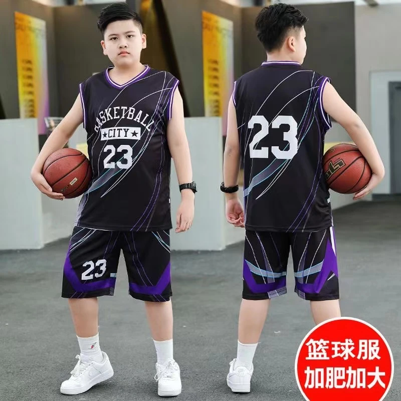 【酷乐童装】胖男童478#大童套装加大运动训练篮球服夏季薄款男童