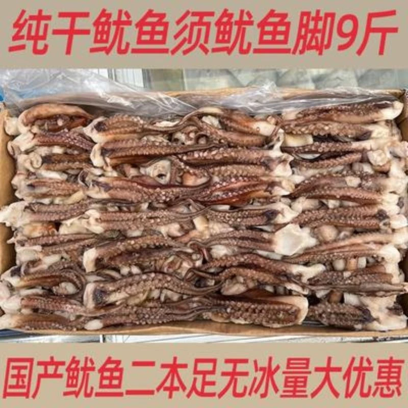 团购鱿鱼须新鲜冷冻整箱毛重9斤无冰二本足铁板商用海鲜水产