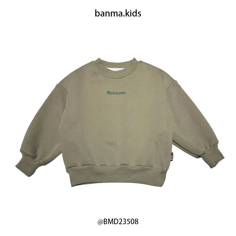 23508童卫衣加绒加厚2023新款时尚后背小猫口袋卫衣潮流男童装