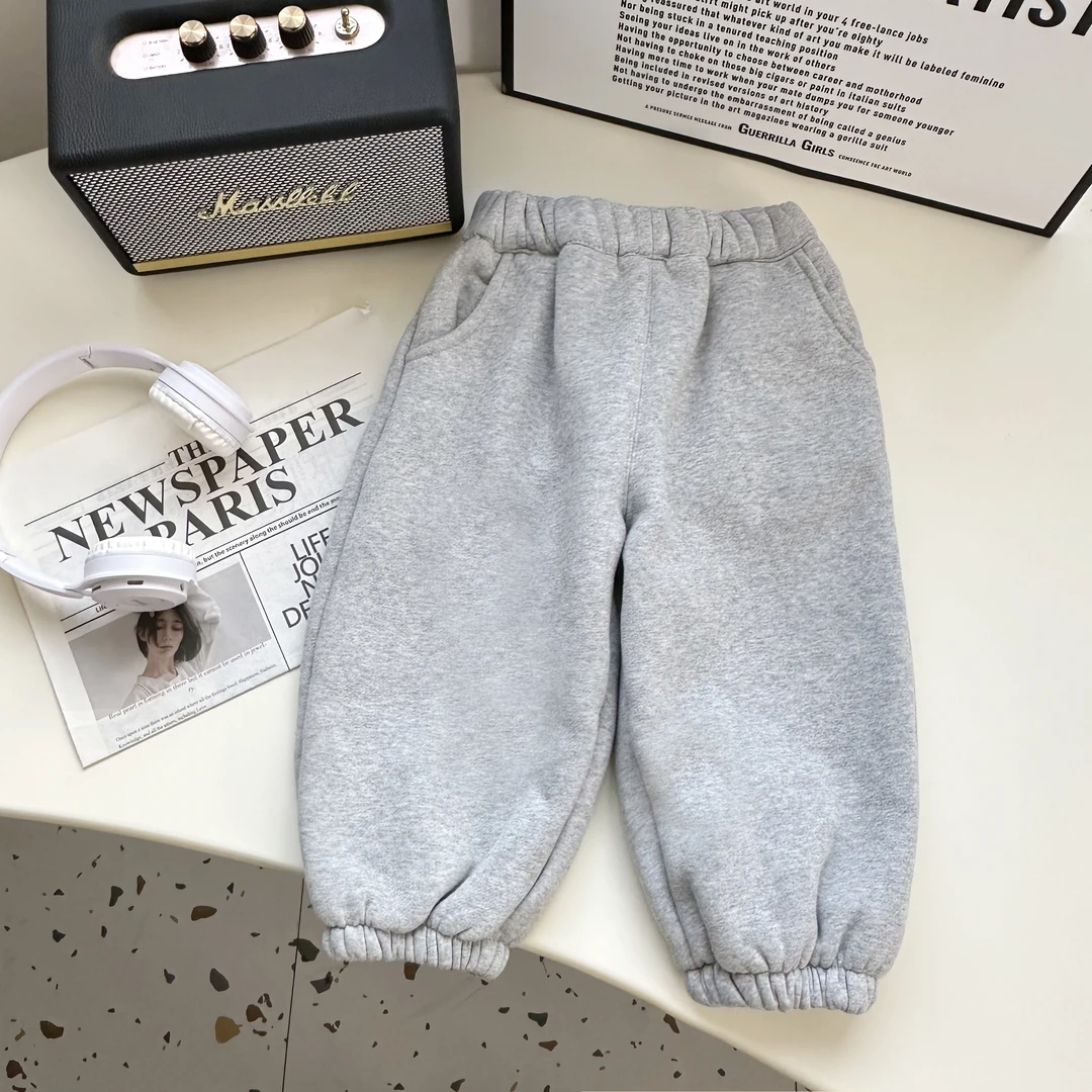 【斑马定制】男童灰色卫裤2024年新款儿童秋装卫裤BMD3630