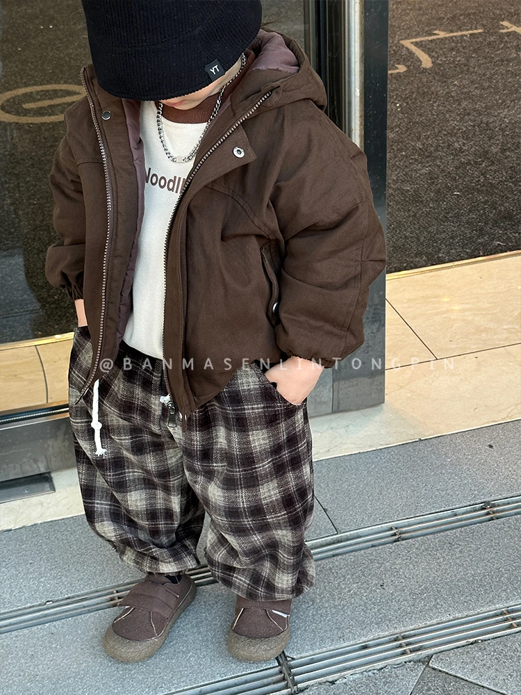 【咖啡点心】儿童冬季棉服裤子穿搭组合潮童秋冬季新款卫衣加厚套装