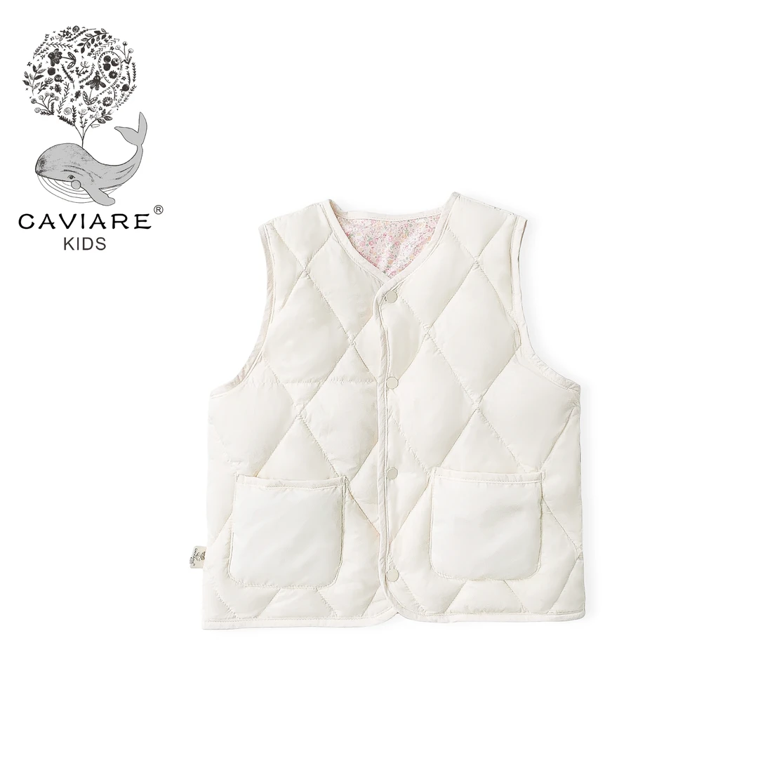 鱼子酱品牌童装 CD2304MJ森系甜美百搭行线两面穿羽绒马甲