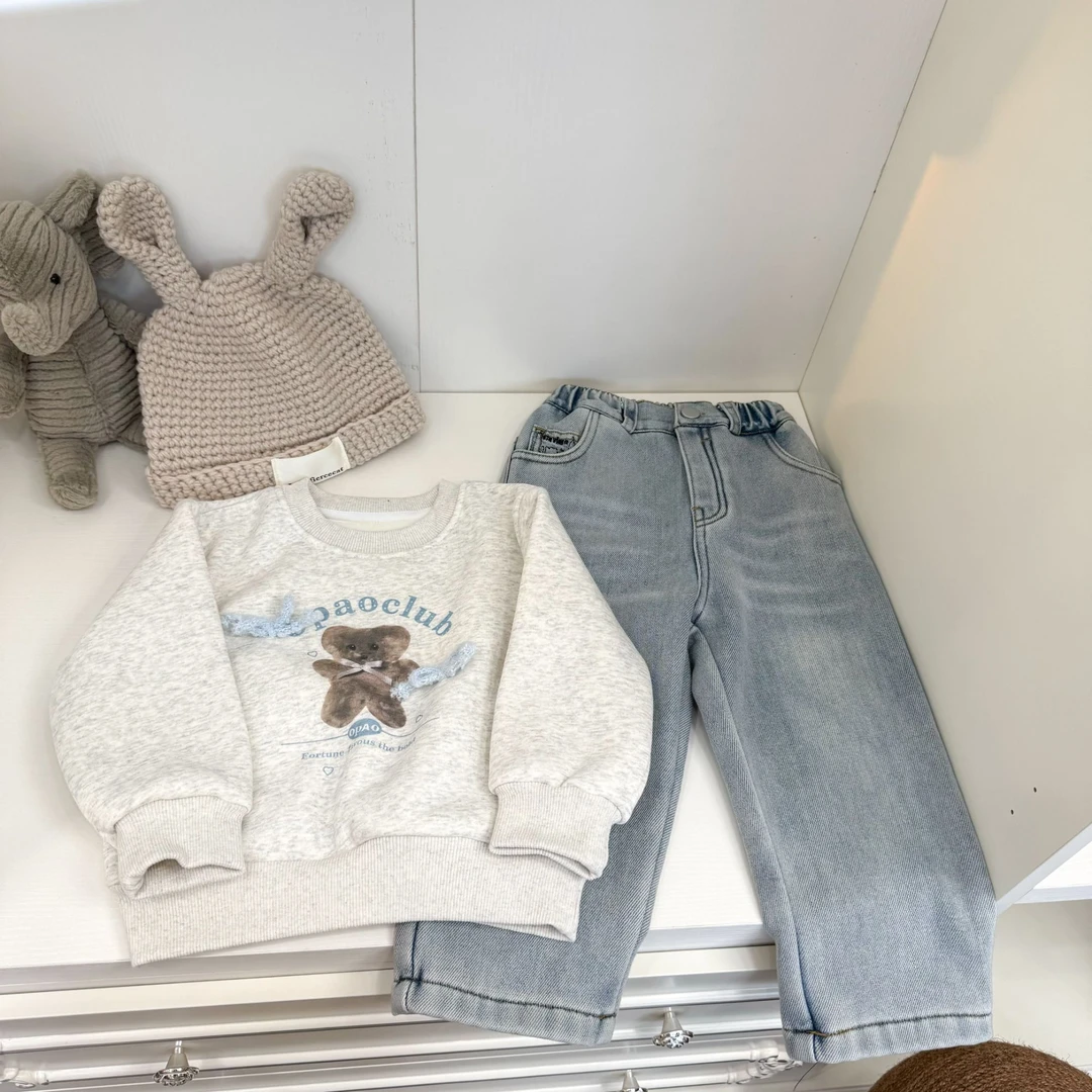 【蝴蝶结小熊加绒卫衣】H293WY鱼子酱品牌儿童女童