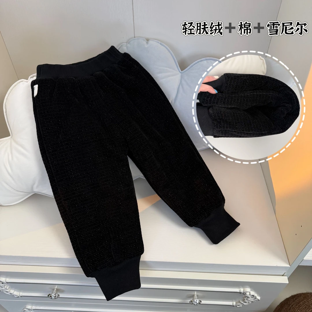 【华夫格束脚裤】加棉D24285K鱼子酱品牌儿童女童