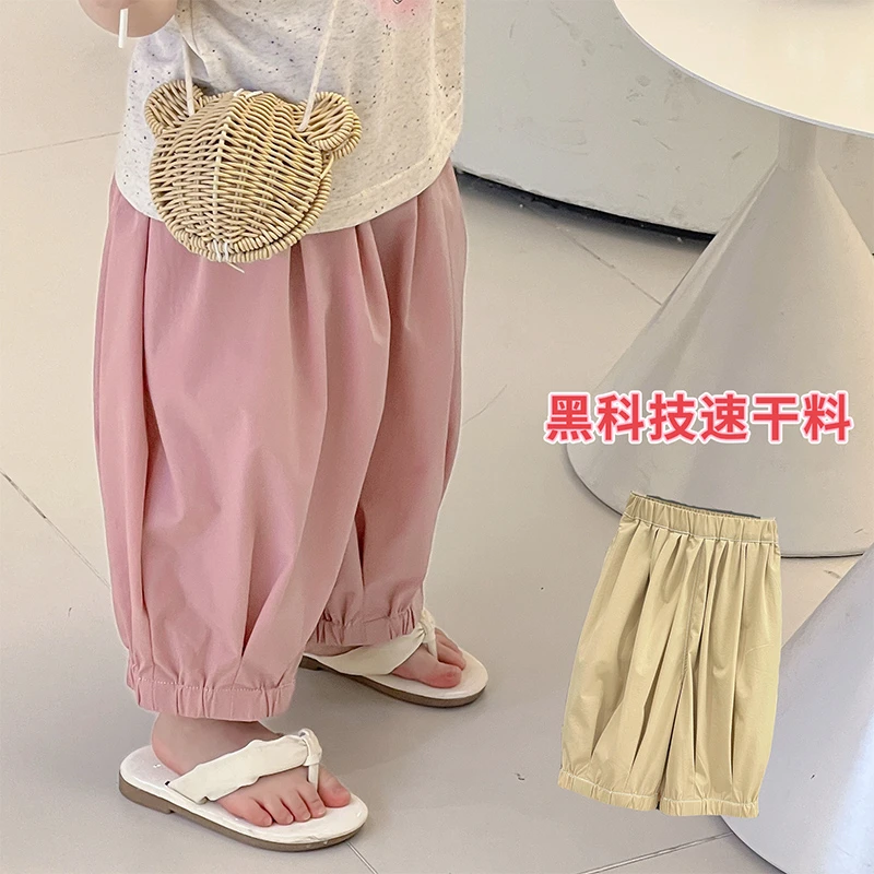 鱼子酱品牌童装 萌娃夏季穿搭X23167K 儿童女童纯色收脚裤
