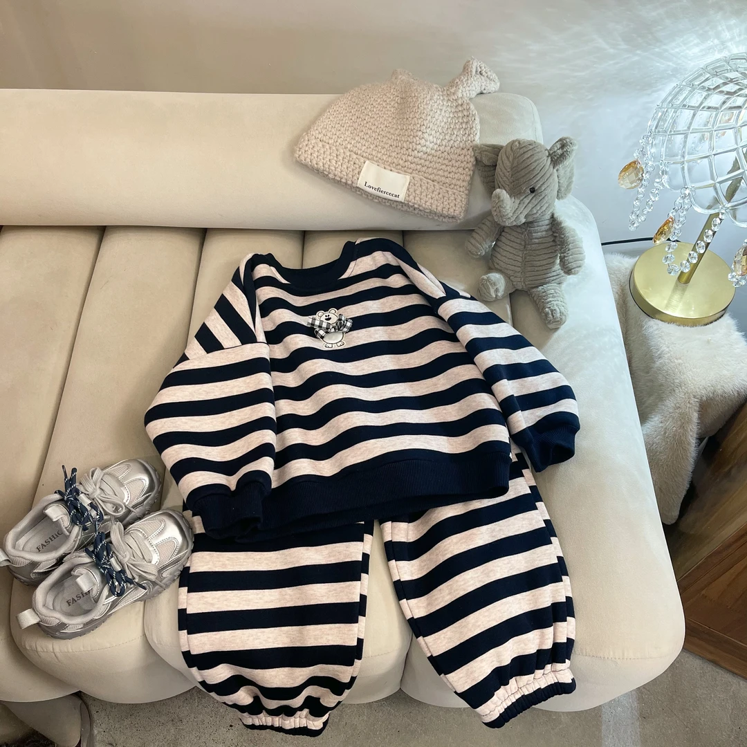 【条纹际遇】加绒D24167TZ鱼子酱品牌儿童女童