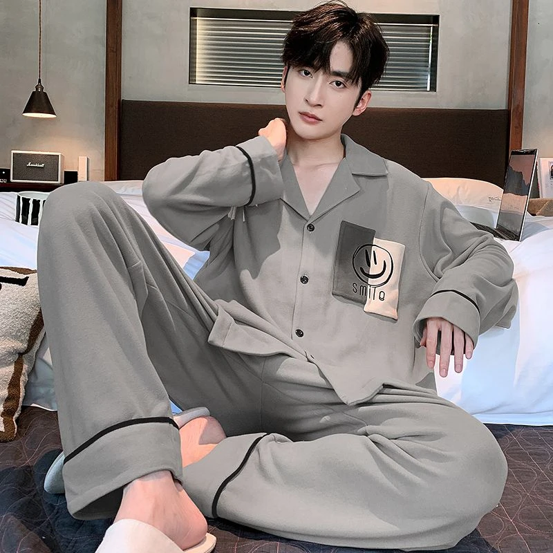 双面德绒睡衣男士秋冬加厚长袖开衫简约休闲保暖可外穿家居服套装