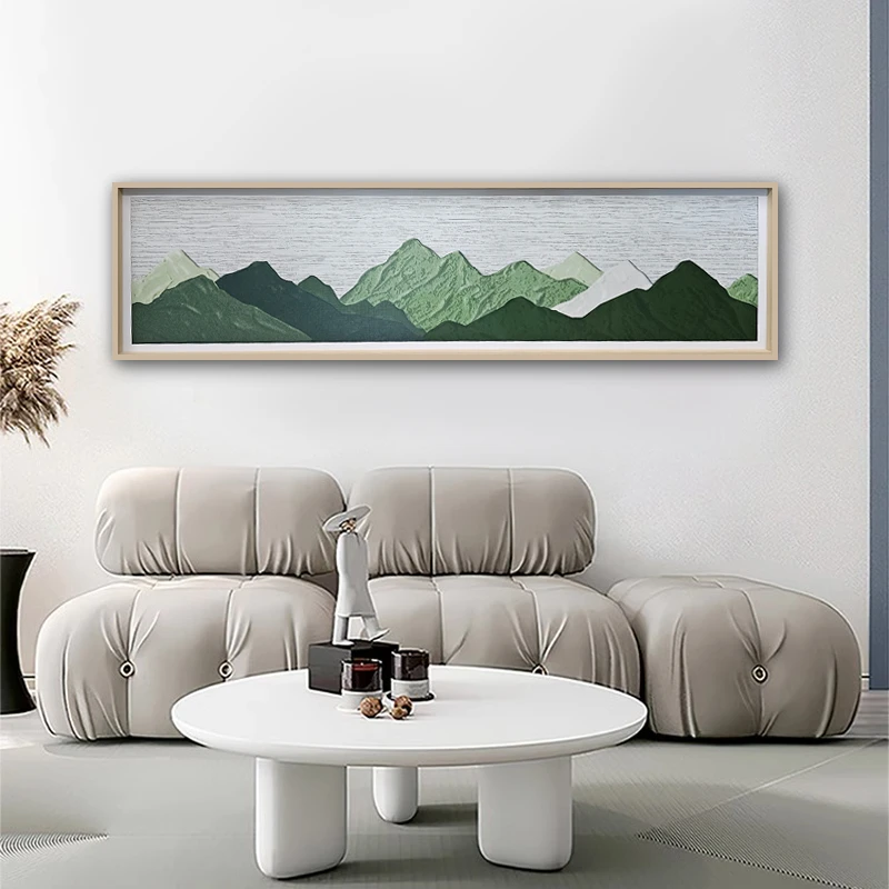 现代客厅设计艺术壁画 木质边框卧室床头装饰画 主卧大气挂画山01