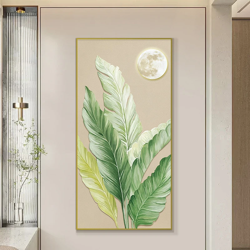 代简约入户装饰画客厅挂画餐厅卧室沙发背景墙画叶子60120