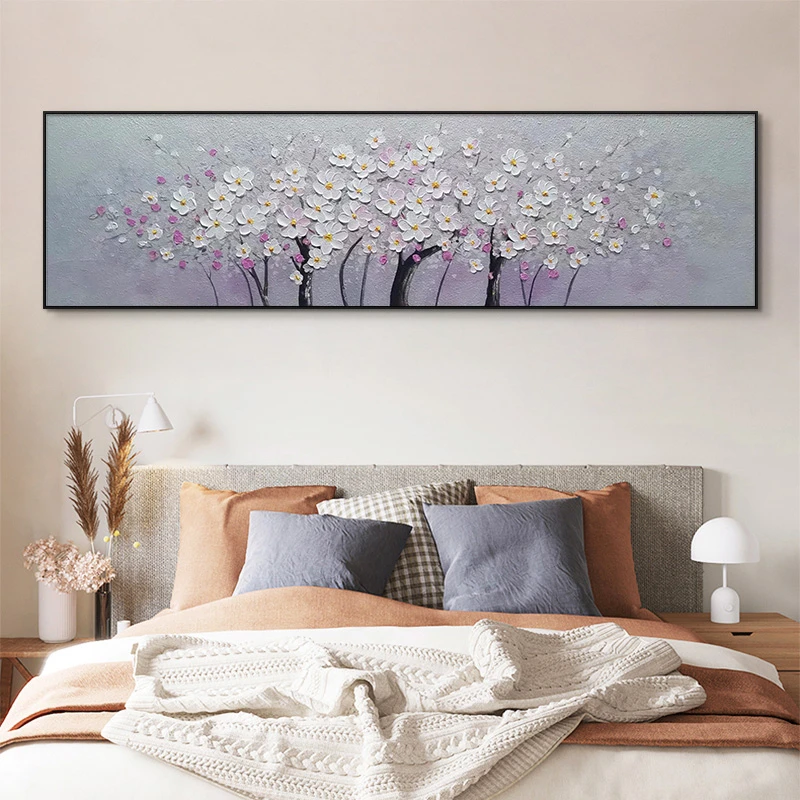 砂岩厚油肌理画现代简约客厅沙发背景墙装饰画卧室挂画花40150