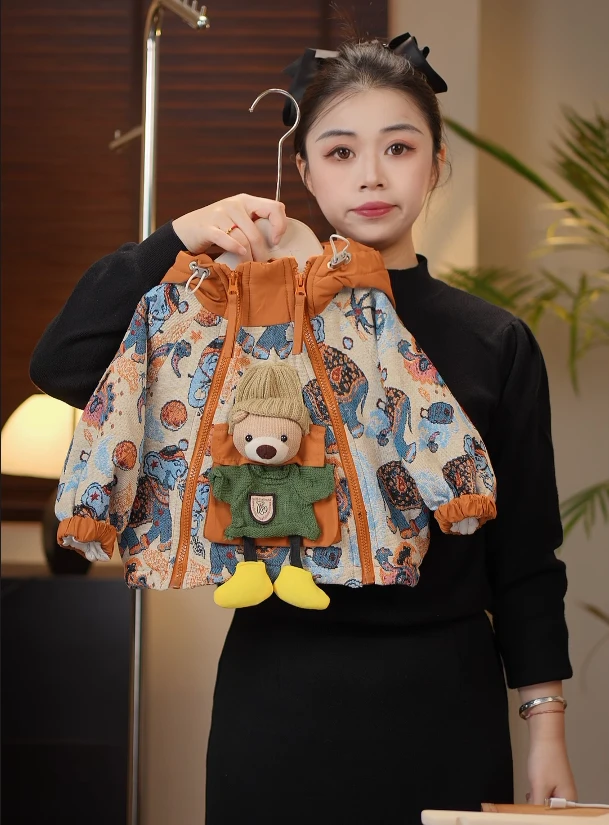 【现货】2024冬季儿童新款卡通潮流时尚加棉加厚保暖外套58156