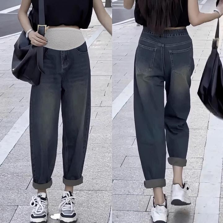 孕妇裤子小个子春秋加厚外穿秋季加绒老爹打底裤冬季牛仔裤春秋款