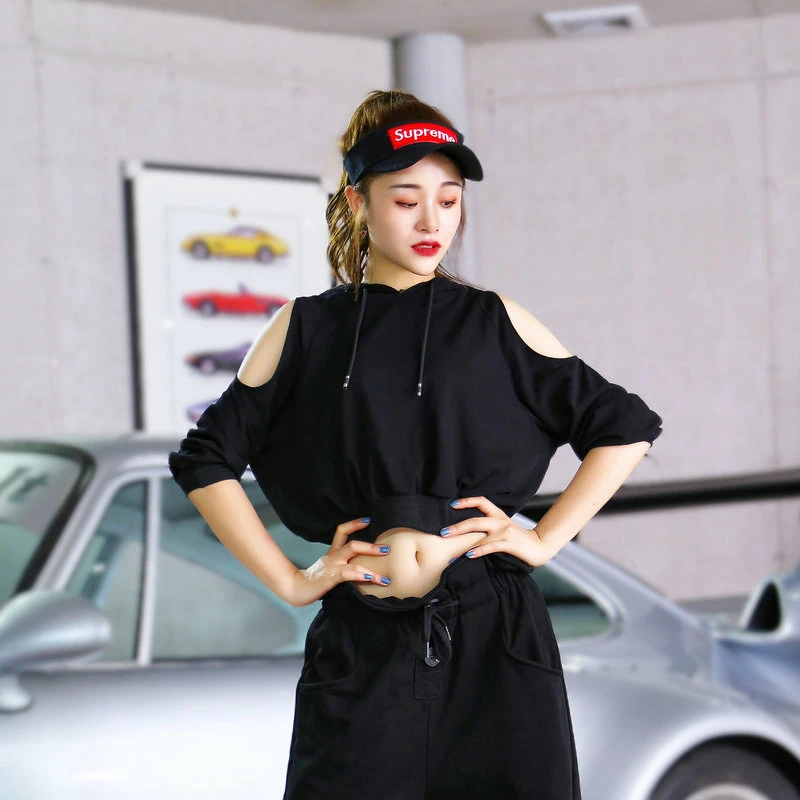 辣妹t恤女jazz跳舞爵士上衣短款性感露肩纯欲复古y2k千禧宽松中袖