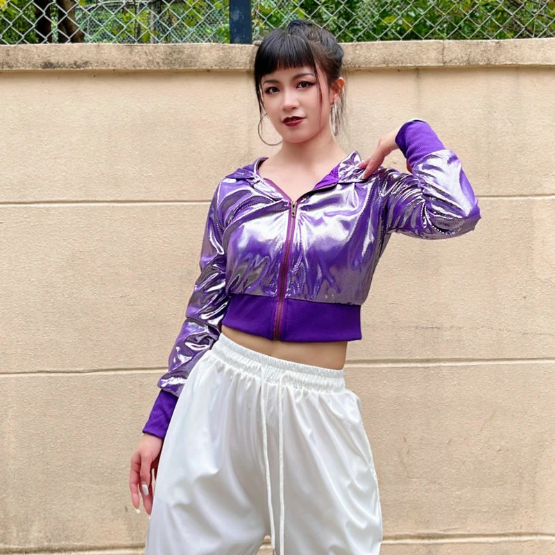 甜酷辣妹短款外套女长袖显瘦爵士跳舞jazz上衣hiphop女团演出服装