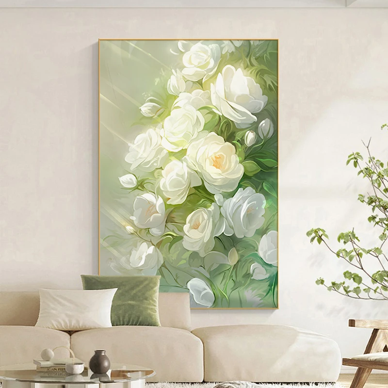 小清新植物花卉十字绣2024新款绣竖版客厅卧室玄关半成品自己线绣