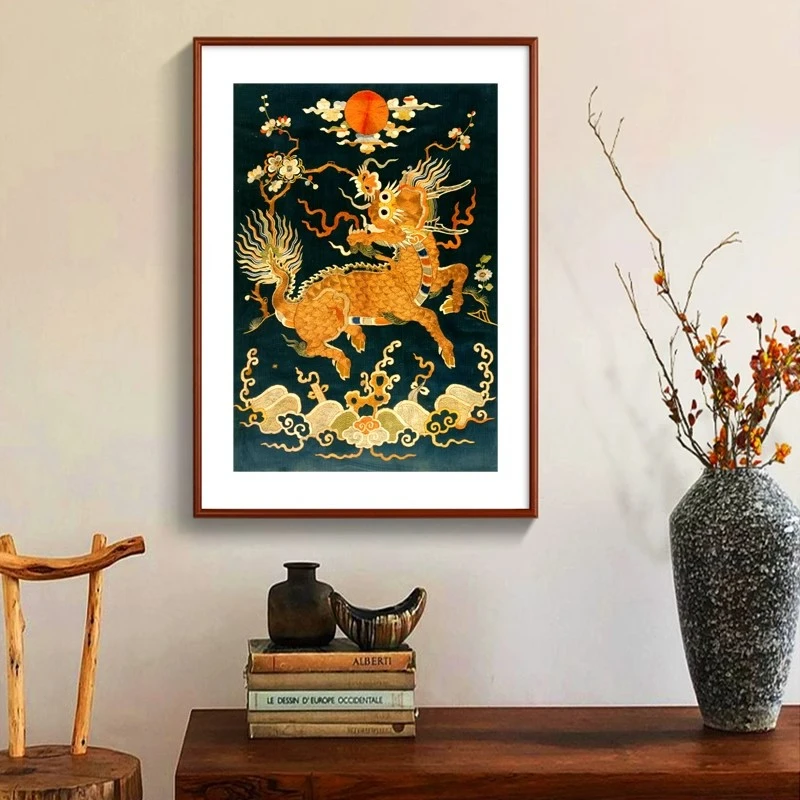 麒麟献瑞十字绣2024新款线绣玄关客厅中国风手工自己绣刺绣满绣