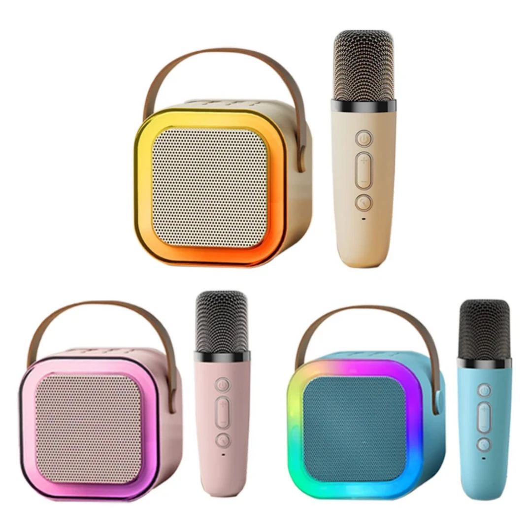 【新疆包邮】K12迷你蓝牙音箱KTV话筒一体麦克风音响智能语音声卡