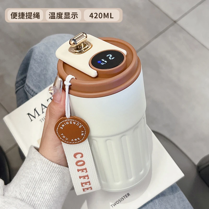 2024智能数显保温杯女高颜值杯子316不锈钢大容量车载水杯显温316