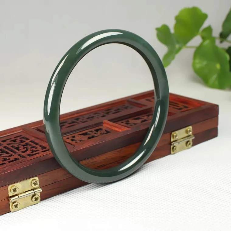 天然正宗和田玉手镯新疆青玉女款圆条镯子复古少女细条叮当镯细条