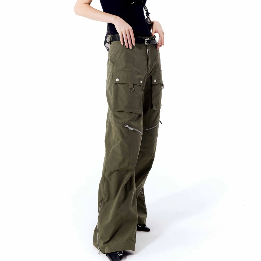 NUTH显瘦不仅是一点 绿色宽松直筒工装裤女夏百搭美式阔腿休闲裤