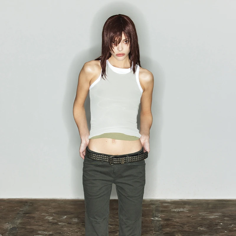 NUTH — “多妙想”｜拼色双层设计感背心修身无袖T恤上衣