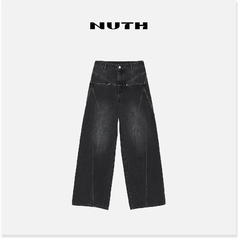 NUTH“反向重组”｜复古错位分割做旧水洗宽松阔腿裤