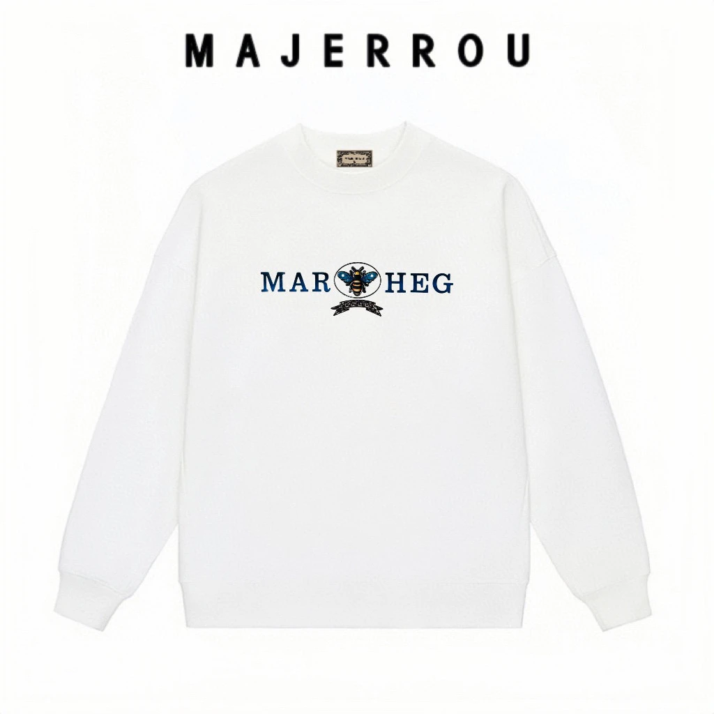 MAJERROU/玛基欧立体蜜蜂卫衣棉欧货高端时尚男士秋轻奢品质长袖