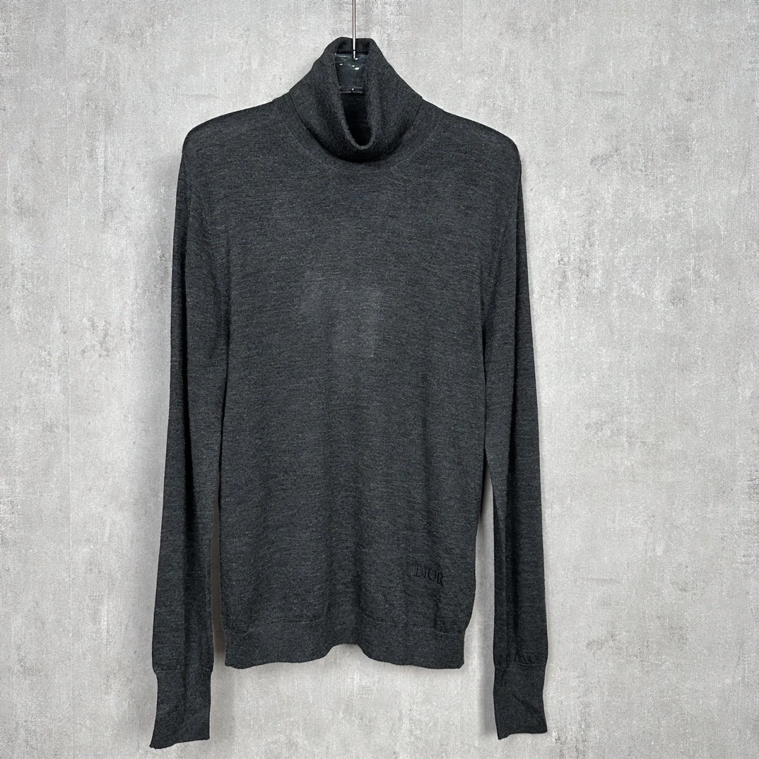 全新未使用 DIOR/迪奥 男士 深灰色高领长袖针织衫休闲百搭打底衫