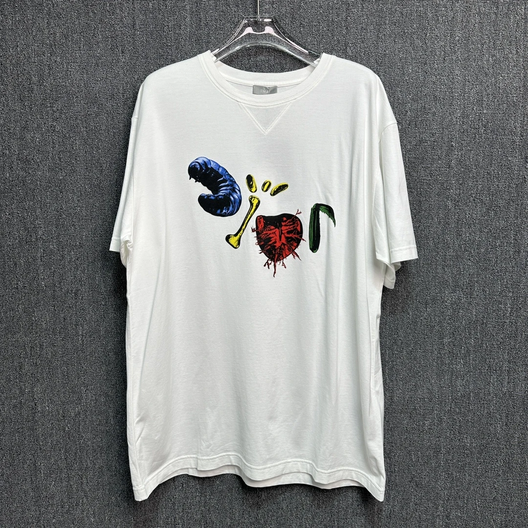 全新未使用 DIOR/迪奥 男士 联名款 白色印花T恤百搭夏季128985