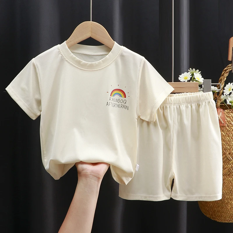 【宠粉】儿童夏季短袖短裤套装冰丝抖抖T恤裤子俩件套
