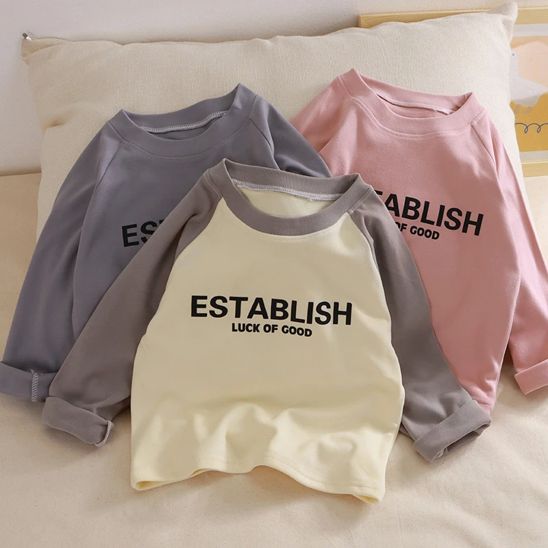 儿童德绒打底衫童装男童女宝秋冬秋衣长袖T恤上衣内搭秋装SK181