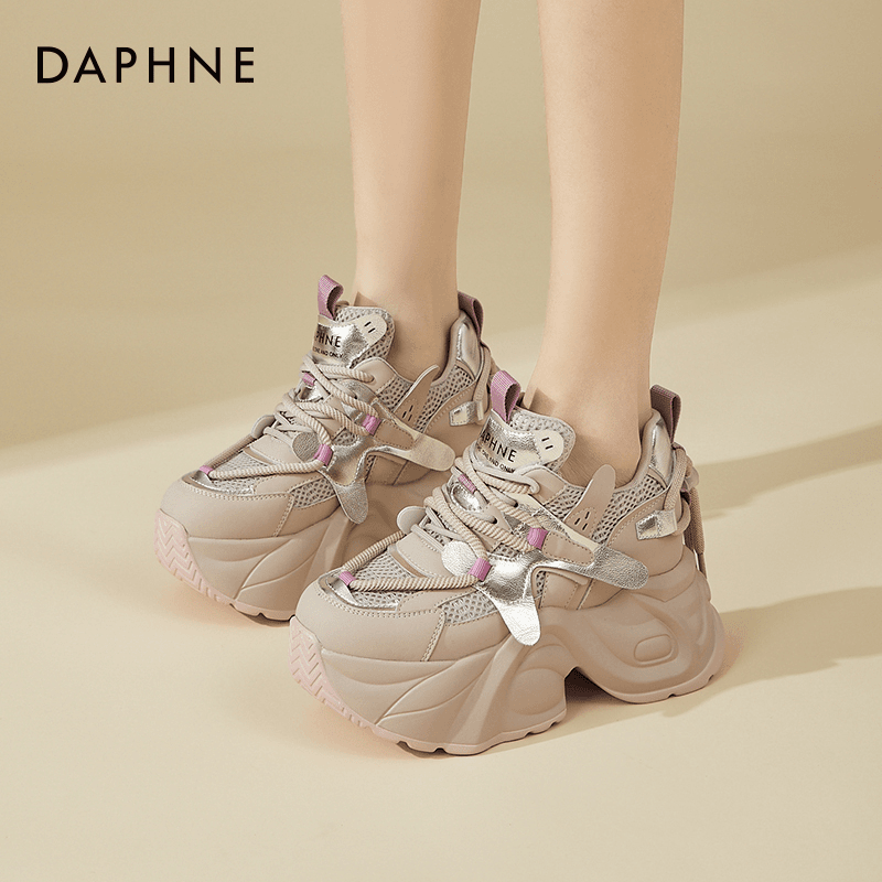 达芙妮小个子内增高女鞋八公分8cm2024年夏季新款网面透老爹鞋女