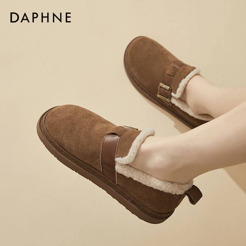 Daphne达芙妮 宝藏级精品~勃肯鞋女2025新款加绒毛毛鞋一脚蹬棉鞋