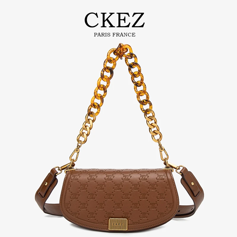 CKEZ/2024秋冬新款 女士百搭时尚气质小众 经典压花手提斜挎包