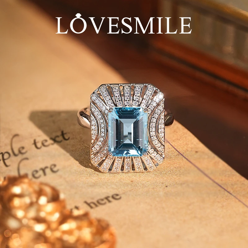 love smileS925银托帕石戒指大气时尚