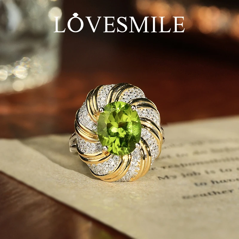 love smileS925银橄榄石戒指大气时尚