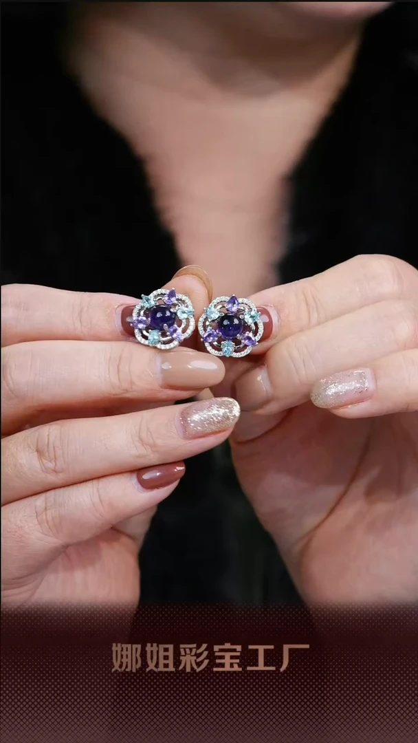 【闪购商品】紫晶耳环银S925镶嵌064